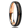 Twotone Tungsten Steel Couple Ring With Rose Gold And Black Diamondshaped Sand Texture Casual Unisex Jewelry
