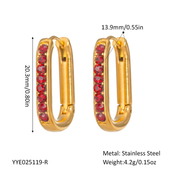 U Shaped Diamond Earrings In Stainless Steel With Pvd Furnace Vacuum Real Gold Plating For Women Fashion Ol Style