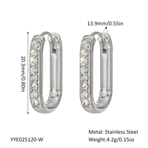 U Shaped Diamond Earrings In Stainless Steel With Pvd Furnace Vacuum Real Gold Plating For Women Fashion Ol Style