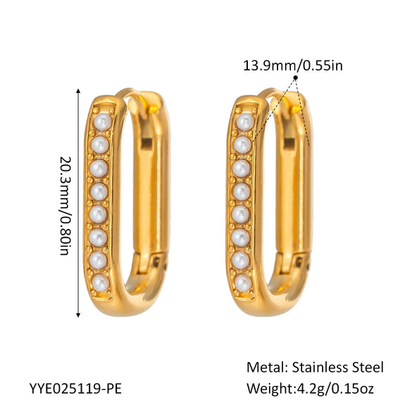 U Shaped Diamond Earrings In Stainless Steel With Pvd Furnace Vacuum Real Gold Plating For Women Fashion Ol Style
