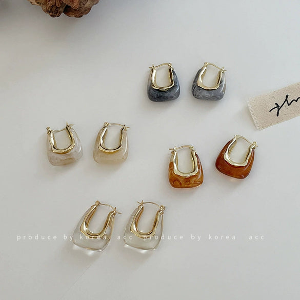 U Shaped Letter Resin Plastic Women's Earrings Simple Elegant Mori Fashion Fairy Distinctive Trendy Ear Buckle
