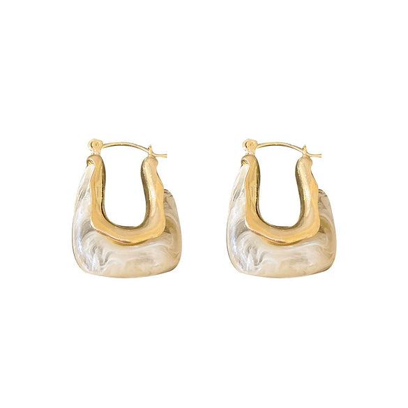 U Shaped Letter Resin Plastic Women's Earrings Simple Elegant Mori Fashion Fairy Distinctive Trendy Ear Buckle