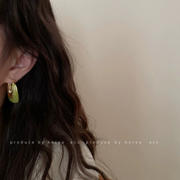 U Shaped Letter Resin Plastic Women's Earrings Simple Elegant Mori Fashion Fairy Distinctive Trendy Ear Buckle