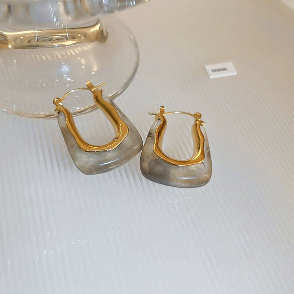 U Shaped Letter Resin Plastic Women's Earrings Simple Elegant Mori Fashion Fairy Distinctive Trendy Ear Buckle