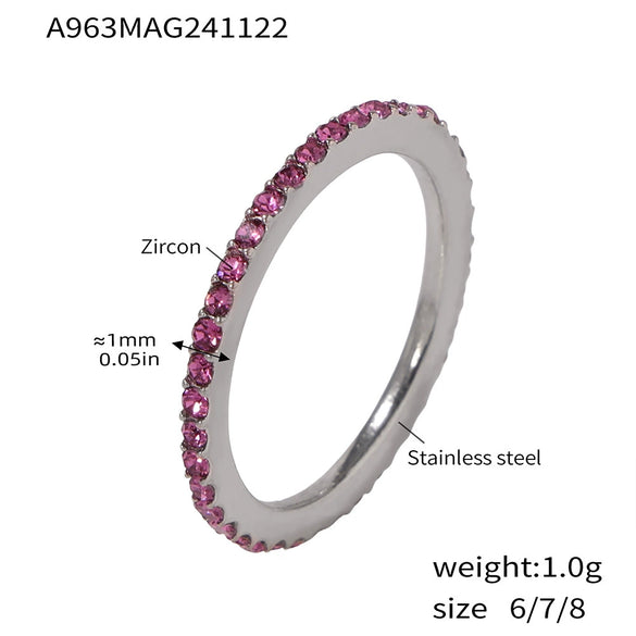 Ultrafine Full Diamond Zircon Ring For Couples Stainless Steel Pvdplated Light Luxury Geometric Style