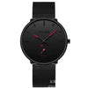 Ultrathin Casual Quartz Watch For Men With Alloy Case Mesh Strap And Round Dial