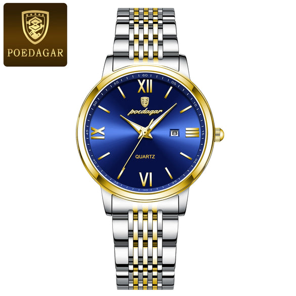 Ultrathin Luminous Women's Watch Alloy Case Stainless Steel Strap Round Dial