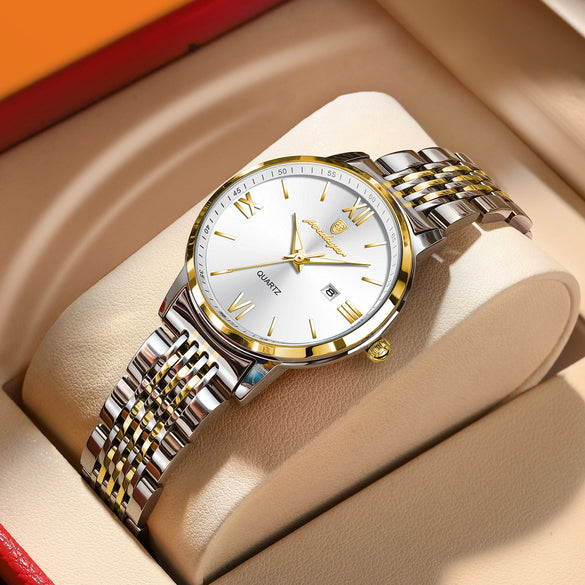 Ultrathin Luminous Women's Watch Alloy Case Stainless Steel Strap Round Dial