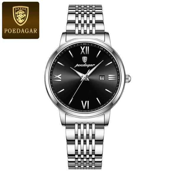 Ultrathin Luminous Women's Watch Alloy Case Stainless Steel Strap Round Dial