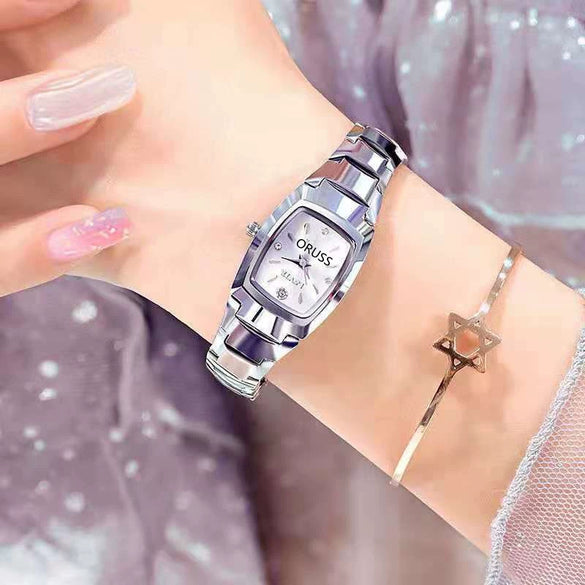 Ultrathin Waterproof Quartz Ladies Watch Alloy Tungsten Steel Stainless Steel Round Dial