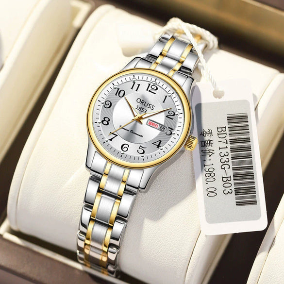 Ultrathin Waterproof Women's Quartz Watch Alloy Tungsten Steel Round Dial