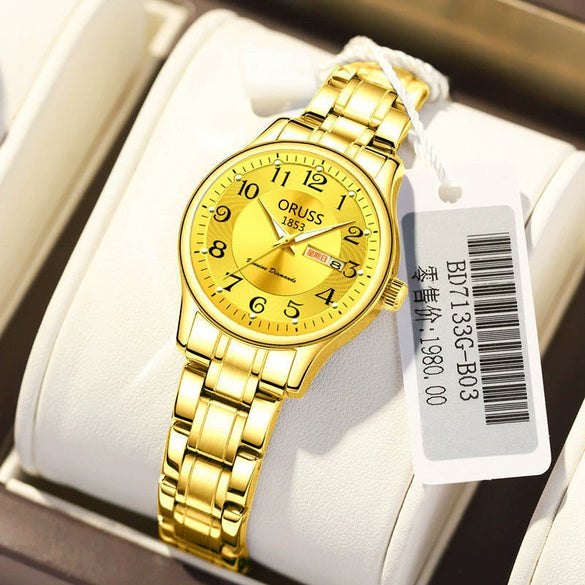 Ultrathin Waterproof Women's Quartz Watch Alloy Tungsten Steel Round Dial