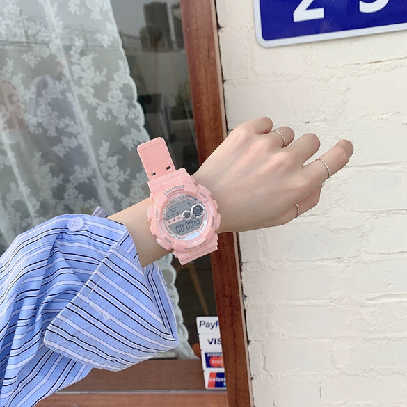 Unicorn Electronic Watch Plastic Case Silicone Strap Sports Style For Men And Women