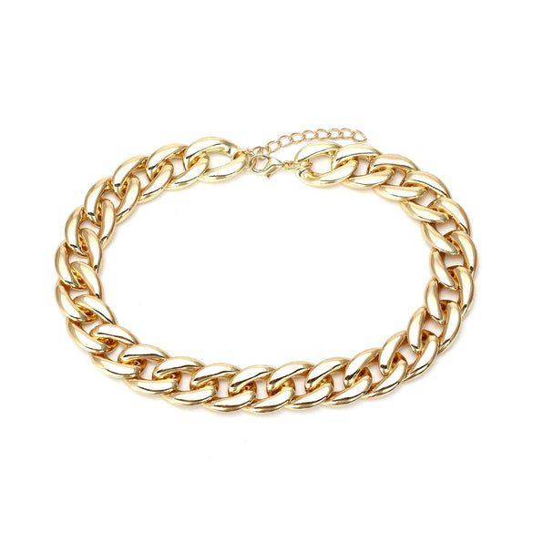 Unique Creative Gold Plated Resin Geometric Water Wave Chain Punk Style Short Necklace For Women