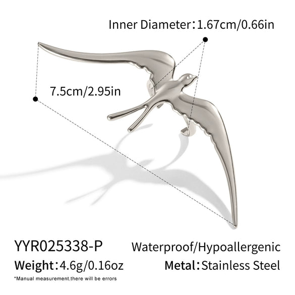 Unique Design Swallow Animal Zodiac Gold Plated Titanium Steel Ring For Girls Electroplated Jewelry Accessory