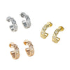 Unique Diamondstudded Cshaped Electroplated Titanium Steel And Stainless Steel Earrings With Geometric Pattern Unisex Ear Studs