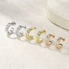Unique Diamondstudded Cshaped Electroplated Titanium Steel And Stainless Steel Earrings With Geometric Pattern Unisex Ear Studs