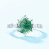 Unique Geometric Natural Water Grass Agate Stone Ring S925 Silver Retro Fashion Women's Ring With Diamond Treatment