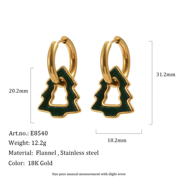 Unique Geometric Square Velvet Style Pvd Gold Plated Stainless Steel Earrings For Women