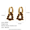 Unique Geometric Square Velvet Style Pvd Gold Plated Stainless Steel Earrings For Women