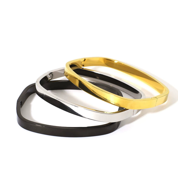 Unique Square Stainless Steel Women's Jewelry Set Bracelet 18K Gold Plated