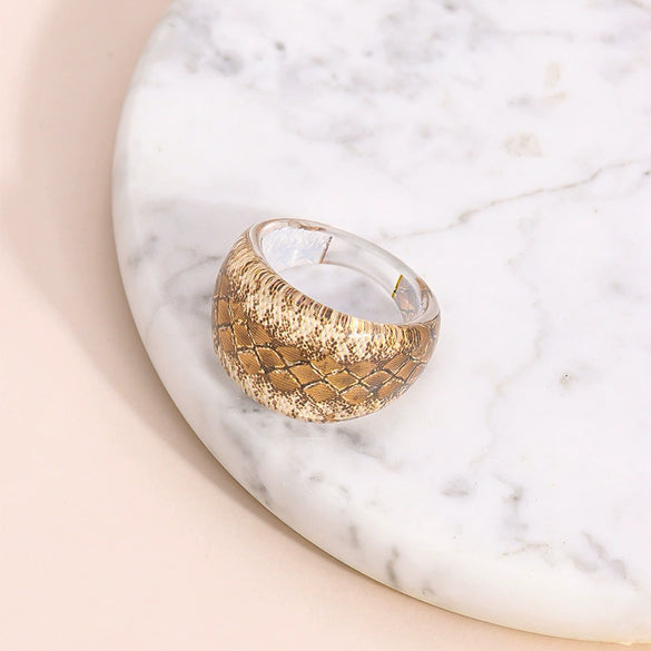 Unisex Acrylic Leopard Spot Statement Ring With Epoxy Resin Finish And Creative Chocolateinspired Design In A Light Luxury Style