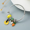 Unisex Adjustable Alloy Bracelet With Pineapple Fruit Pendant And Dripping Oil Finish Fashion Jewelry Accessory