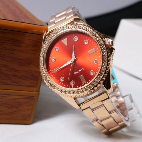Unisex Alloy And Stainless Steel Round Dial Luxury Quartz Watch With Green Water Ghost Style