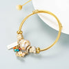 Unisex Alloy Beaded Love Gem And Sweet Flower Charm Bracelet With Electroplated Finish