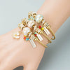 Unisex Alloy Beaded Love Gem And Sweet Flower Charm Bracelet With Electroplated Finish