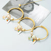Unisex Alloy Beaded Love Gem And Sweet Flower Charm Bracelet With Electroplated Finish