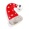 Unisex Alloy Christmas Hat Brooch Pin With Colorful Artificial Gemstone Inlay And Festive Star Design