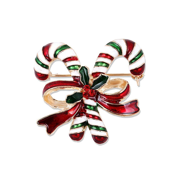 Unisex Alloy Christmas Tree Brooch Pin With Colorful Artificial Gemstone Inlay And Cartoon Design