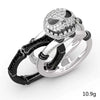 Unisex Alloy Electroplated Skull And Smile Ring Set Luxury Full Diamond Statement Rings