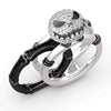 Unisex Alloy Electroplated Skull And Smile Ring Set Luxury Full Diamond Statement Rings