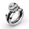Unisex Alloy Electroplated Skull And Smile Ring Set Luxury Full Diamond Statement Rings