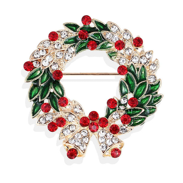 Unisex Alloy Floral Leaf Garland Brooch With Cartoon Inspired Diamond Embellishment And Festival Style Pin