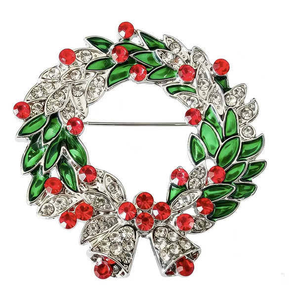 Unisex Alloy Floral Leaf Garland Brooch With Cartoon Inspired Diamond Embellishment And Festival Style Pin