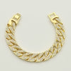 Unisex Alloy Geometric Cuban Chain Bracelet With Full Rhinestone Diamond Look Retro Hip Hop Style Thick Link Bracelet