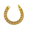 Unisex Alloy Geometric Cuban Chain Bracelet With Full Rhinestone Diamond Look Retro Hip Hop Style Thick Link Bracelet