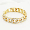 Unisex Alloy Geometric Cuban Chain Bracelet With Full Rhinestone Diamond Look Retro Hip Hop Style Thick Link Bracelet