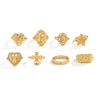 Unisex Alloy Hollow Heart And Cross Open Ring Set With Geometric Flower Pattern And Polished Electroplated Finish