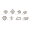 Unisex Alloy Hollow Heart And Cross Open Ring Set With Geometric Flower Pattern And Polished Electroplated Finish
