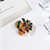 Unisex Alloy Leaf Brooch Pin With Dripping Oil Finish And Artificial Gemstone Inlay For Clothing Accessories