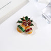 Unisex Alloy Leaf Brooch Pin With Dripping Oil Finish And Artificial Gemstone Inlay For Clothing Accessories
