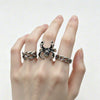 Unisex Alloy Ring Set With Spider And Thorn Motifs Geometric Open Band Design Polished Electroplated Dark Punk Accessories
