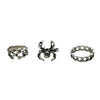 Unisex Alloy Ring Set With Spider And Thorn Motifs Geometric Open Band Design Polished Electroplated Dark Punk Accessories