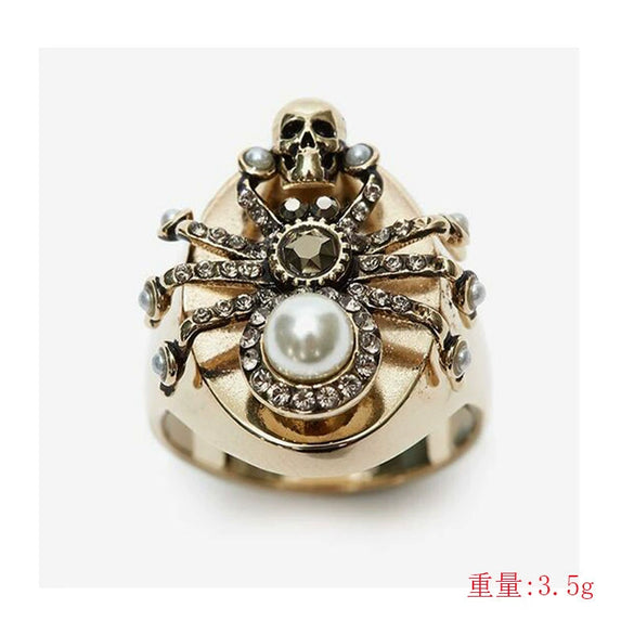 Unisex Alloy Skull Spider Ring With Electroplated Finish Geometric Design And Hip Hop Cartoon Character Style