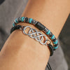 Unisex Alloy Turquoise Geometric Handmade Doublelayered Elastic Braided Bracelet