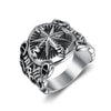 Unisex Black Electroplated Stainless Steel Anchor Shaped Ring With Bold Personality Style
